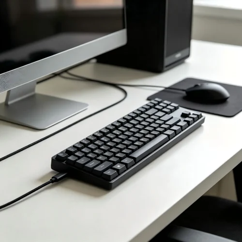 straight braided USB-C keyboard cable - Coiled Aviation K...