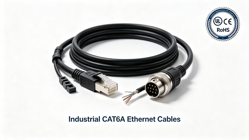 Industrial CAT6A Ethernet cable with UL CE RoHS certification for factory automation