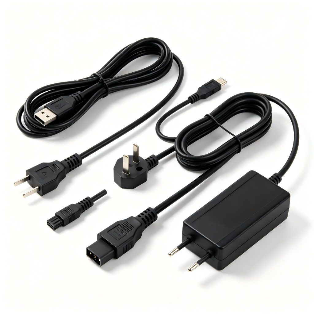 Assorted AC power cords and power cables representing products that require UL and CE export compliance marking